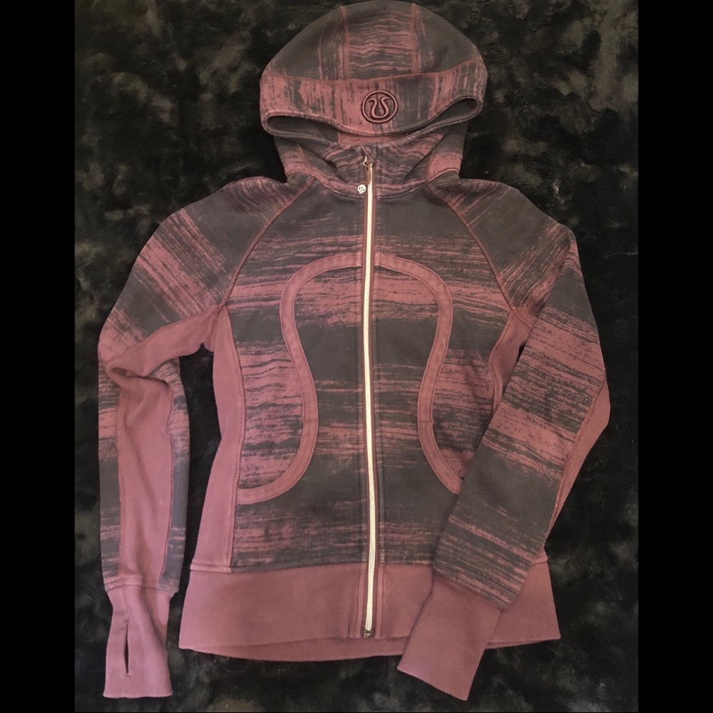 Lululemon Scuba Hoodie Black & Purple Striped 6